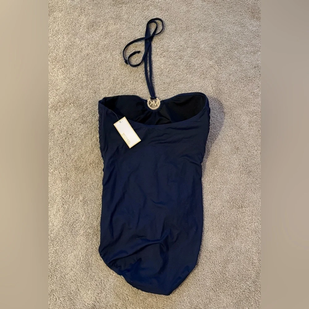 Michael Kors Shirred Maillot One-Piece Swimsuit New Navy | Size 14 | NWT